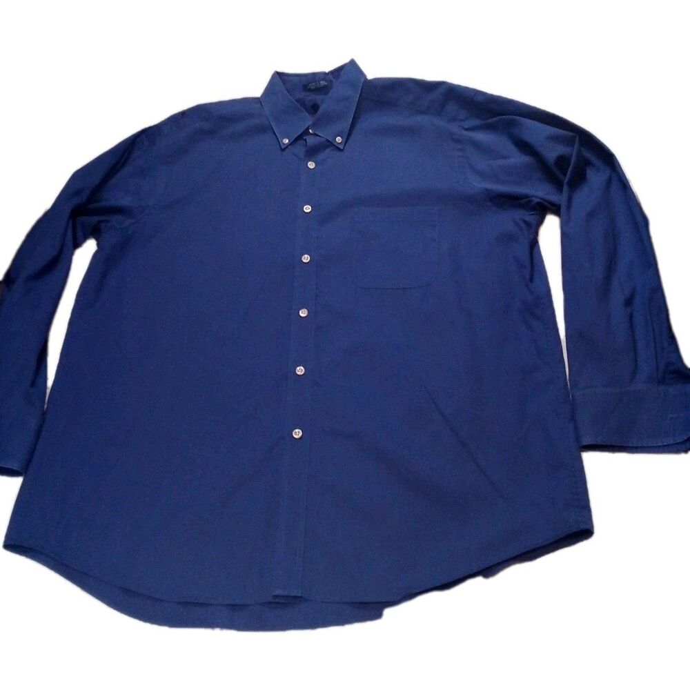 Men's Chaps‎ Wrinkle Free Long Sleeve Blue Button-up Shirt Size 17/17.5 (34/35)